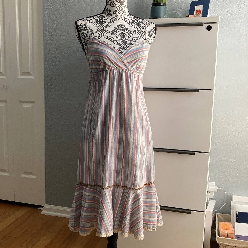 FREE PEOPLE vintage multi-colored empire waist maxi sun dress